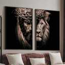 Jesus and Lion Canvas Wall Art Poster Set of 2, 40*60