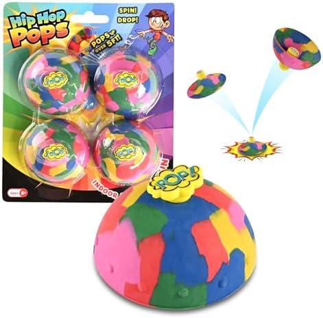 4in1 Bounce Bowls Ball Fidget Toy for Kids & Adults Spinning Stress Relief, Pop Up Toy Outdoor Game Sports Fingertip Toy for School, Birthday Party Favors, Goodie Bag Fillers for Boys and Girls