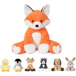 Niuniu Daddy 14" | 3.5 Pound Weighted Fox Plush Stuffed Animal, Heavy Stuffed Red Fox Plush Toys for Kids Adults, Weighted Beads for Stuffed Animals Body Pillow for Birthday Christmas Holiday