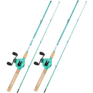 Sougayilang Fishing Rod and Reel Combo, 2-Piece 5-Foot 6-Inch Graphite & Fiberglass Rod, Durable and Strong, Quickset Anti-Reverse Fishing Reel (1Pack/2Pack) (Casting Combo - Left- 2 PACKS)