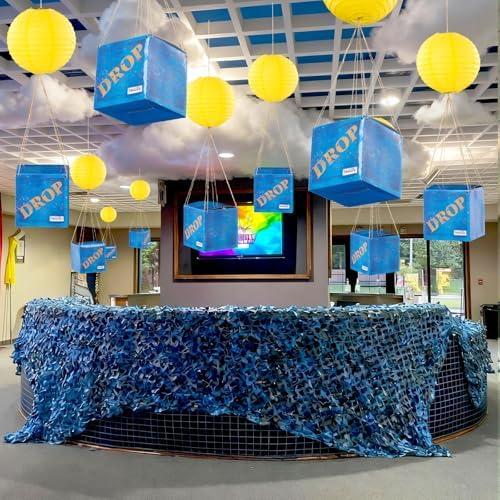 Bucherry 45 Pcs Game Birthday Party Decoration Military Drop Box Party Supply 5.91inches Loot Drop Boxes with Lanterns Gift Box for Gaming Military Themed Birthday Activities Supplies