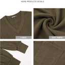 BTFBM Womens Fall Fashion 2025 Long Sleeve Shirts Casual V Neck Ribbed Knit Blouses Pullover Trendy Loose Fit Tunic Tops (Green, XL)