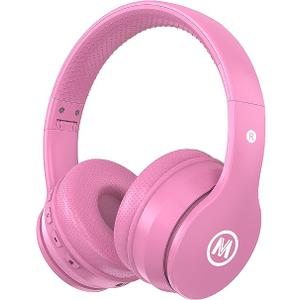 Mokata Headphones Kids Bluetooth 5.4 Wireless Play Time 68H Safe Volume Limit 85/94dB OverEar Foldable Headset,Fast Charging,with Aux Cord Builtin Mic for Toddler Child Pad Study Tablet Pink