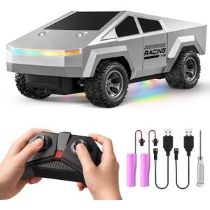 Remote Control Car RC Trucks - 2WD RC Truck Toy RC Cars for All Terrain, 1/24 Scale Pick-up Hobby Monster Truck Toys 2.4GHz Off-Road Vehicles Kids Gifts for Boys/Girls Age 3+, Silver