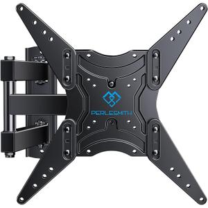 PERLESMITH Full Motion TV Wall Mount for 27-60 Inch Flat & Curved TVs, Single Stud TV Mount with Articulating Swivel Tilt - Wall Mount TV Bracket VESA 400x400mm up to 77 lbs, Perfect Center Design