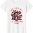 Boots And Bling Its A Cowgirl Thing Cowboy Hat Kids Cowgirls T-Shirt
 White XS