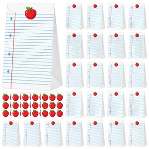 2 x 24 Pcs Back to School Gift Bags with Stickers, Notebook Line Goodie Bags