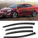 Window Visor for Hyundai Elantra Sedan 2011-2016 (Excludes GT), Out-Channel Rain Guards Shields Vent Deflector Shade Wind Dark Smoke, Tape-On Outside-Mount, 4PCS