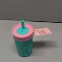 Owala Kids Insulation Stainless Steel Tumbler with Spill Resistant Flexible Straw, Easy to Clean, Kids Water Bottle, Great for Travel, Dishwasher Safe, 12 Oz, Pink and Teal (Real Cool Fish)