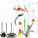 Interactive Cat Toys for Indoor Cats Suction Cup Cat Toys for Indoor Cats Bird Hunting Slefplay Simulation for Kitten Flying Bird Toy Feather Wand Attachments (Original Bundle)