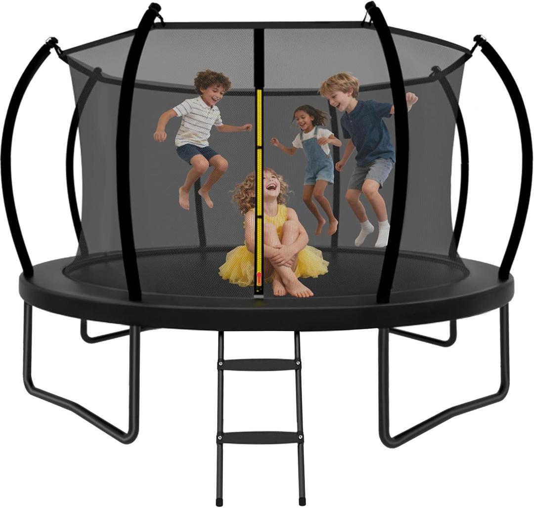 Trampoline Outdoor 14FT with Safety Enclosure Net and Ladder, ASTM Approved Recreational Trampoline for Kids and Adults, Rust-Resistant Frame