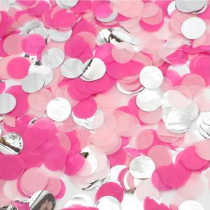 PMLAND Tissue Paper Table Confettis Round Circles for Parties Crafts and Decoration 2.5 cm (1 Inch) Pack of 6000 Pieces - Hot Pink Baby Pink Silver