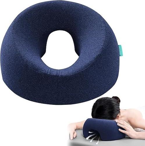 SKYIMOOO Face Down Pillow, Massage Headrest for Bed, Massage Face Cradle for Bed, BBL Pillow After Surgery Post Eye Surgery Vitrectomy Recovery (Navy Pro)