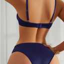 SweatyRocks Women's 2 Piece Satin Lingerie Sets Sexy Silk Underwire Push Up Bra and Panty Sets (M)