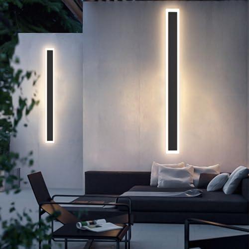 Aoceley 4 Pack 31.5inch Modern Outdoor Wall Lights, LED Wall Light Outdoor Lights Fixture for Patio Wall Mount, IP65 Waterproof Black Outside Lights for House, Garage, Porch (3000k)