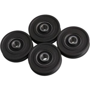 CNBTR 4PCS U-Type Pulley Wheel 0.31X1.77X0.45inches U Groove Bearing for Doors and Windows with Steel Bearings 8mm Shaft Hole 45mm (Black)
