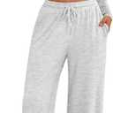 Trendy Queen Women 2 Piece Matching Lounge Sets Clothing Wide Leg Pants 2026 Y2K Sweatsuits Spring Travel Airport Outfit (Small, Oatmeal Grey)