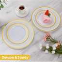 Goodluck 200PCS Gold Plastic Plates, Heavy Duty Disposable Gold Plates with 100 10.25 inch Dinner Plates and 100 7.5 inch Dessert Plates for Party, Holiday, Wedding, Thanksgiving