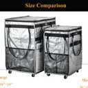 Reusable Grocery Bag On Wheels Large Capacity Shopping Trolley Foldable Rolling Tote with Outside Pocket, Heavy Duty Handle (Silver, Large)