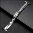 Fashion Metal Three-bead Strap for Watch Band 44mm 45 38 40 41 42 Ultra49mm Stainless Steel Band for iWatch 9 8 7 SE 6 5 4 (Silver)