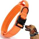 Tactical Dog Collar, Adjustable Military Training Nylon Dog Collar with Control Handle and Heavy Quick-Release Metal Buckle for Small Medium Large Dogs, Orange XL (XLarge :Width 1.5",Neck 20-24")