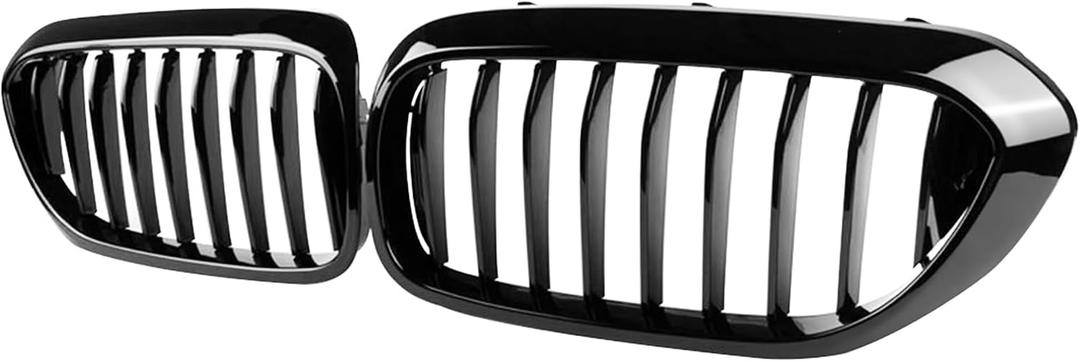 G30 Grille, Black Front Kidney Grille Grill Compatible with BMW 2017-2019 5 Series G30 M5 530e 530e xDrive 530i 530i xDrive 540i 540i xDrive, Gloss Black Single Slats