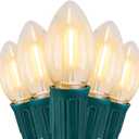 Vintage C9 LED Christmas Lights Outdoor, 100 Feet C9 String Lights with 50 Shatterproof C9 Bulbs, Waterproof Connectable Christmas Tree Lights for Outside Roofline Patio Xmas Decorations, Warm White