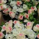 Lodou 2 Sets Artificial Cemetery Flowers, Grave Memorial Flowers with Ground Spike,Heart Shaped Wreaths Rose for Artificial Rose Decoration for Cemetery Headstones Gravesites (Beige)