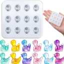 Mini Cute Duck Figurines Silicone Mold, Micro Dollhouse Animal Epoxy Casting Mold with Realistic Shapes for DIY Resin Art Fairy Garden Miniatures Landscape Crafts Decor (12-Cavity)