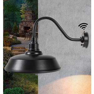 Barn Lights Outdoor 15" Large Waterproof Dusk to Dawn Gooseneck Wall Sconce Black Industrial Exterior Farmhouse,House, Storefront, Garage, Patio, Sign Lighting