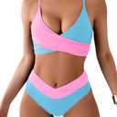 Tainehs Women's Bikini Sets Two Piece Swimsuit V Neck Twist Front V Cut Bottom Bathing Suit XL