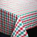 Urban Villa Tablecloth Christmas Tabletop Cover Kitchen Dining Tablecloth 100% Cotton Holiday Celebrations Wedding Dinner Parties Red/Green/White Color Rectangle 60X102 Inches 8-10 Seats Table Cloth