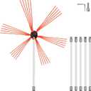 VEVOR Chimney Sweep Kit 20FT Length, Chimney Brush Kit with 6 Nylon Flexible Rods, Rotary Chimney Cleaning Kit Driven by Drill, Chimney Cleaning Tool Kits for Sweeping Fireplace Flue