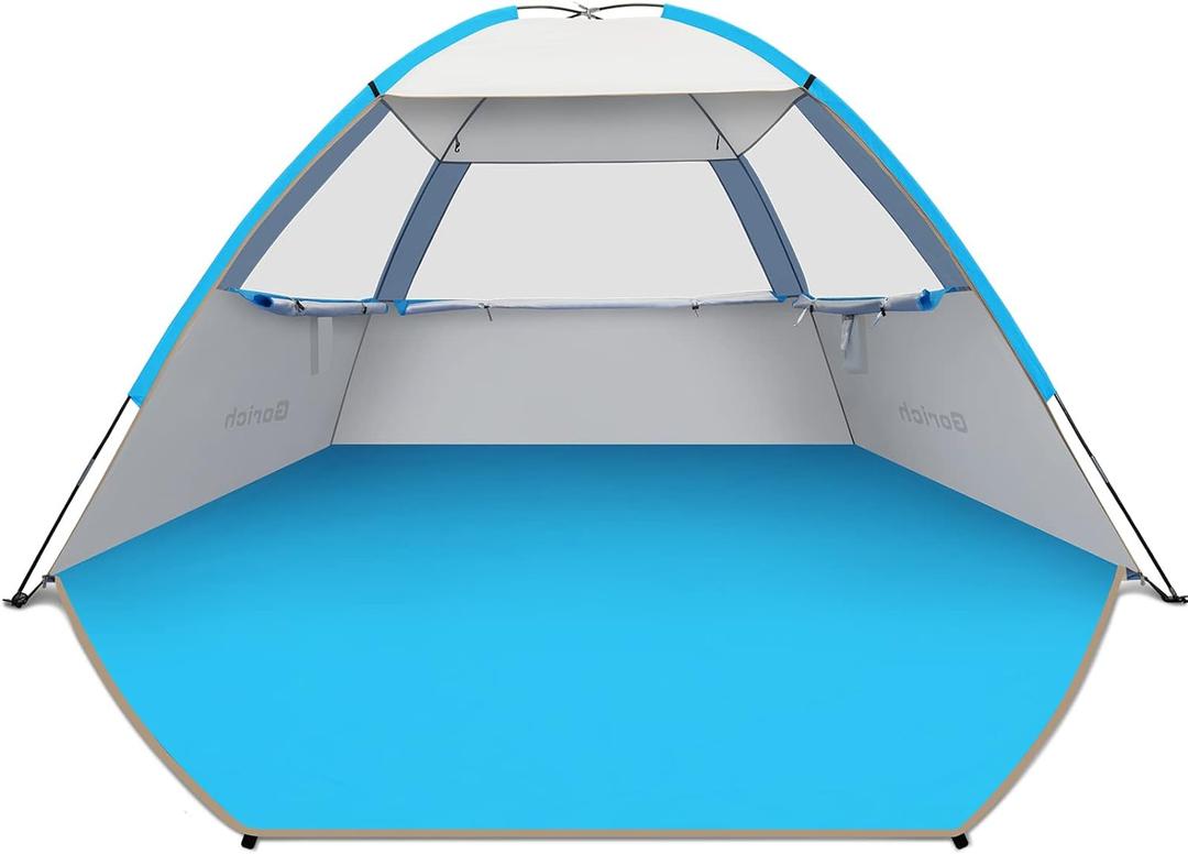 Gorich Beach Tent Sun Shelter for 3/4-5/6-7/8-10 Person with UPF 50 UV Protection, Lightweight & Easy Setup Beach Shade Canopy, Portable Beach Shade Tent Beach Cabana (Silver)