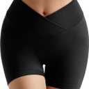 MOOSLOVER Women Hidden Scrunch Butt Workout Shorts Seamless V Cross Biker Booty Lifting Shorts Gym Yoga Shorts (Small, Black)