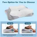 Cervical Neck Pillow - Cooling Ergonomic Neck Support Pillow for Sleeping, Orthopedic Contour Memory Foam Pillows for Side, Back & Stomach Sleepers with Pillowcase (Grey)
