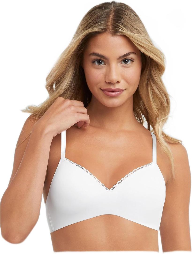 Maidenform Women's M Lift Bralette, Convertible Demi Bra, Lace-Trimmed Wireless T-Shirt Bra (X-Large)