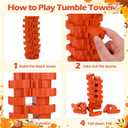 VWAERR Fall Wooden Blocks Stacking Game, 45 PCS Thanksgiving Maple Leaf Tumbling Tower and Balance Game, Stacking Board Toy with Storage Bag for Family & Party Fun Game Supplies
