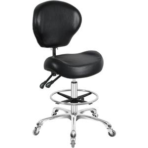 Rolling Swivel Drafting Chair Adjustable Heavy Duty (400lbs) Lumbar Support Task Chair for Home Desk Studio Design Lab(Trapezoidal Back Black)