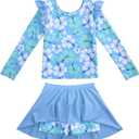 JerrisApparel Little Girls Summer Two Piece Boyshort Tankini Kids Swimsuit, 6-7Y