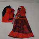 7 Pcs Rise Princess Red Costume for Girls Red Party Dress Outfit Set with Wig (11-12 Years)