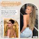 Ponytail Extension, Claw Clip Ponytail Extension for Women Long Ombre Brown Curly Clip in Pony Tails Hair Extensions 30 Inch Synthetic Layered Hairpieces for Women(Ombre Brown Mix Blonde)