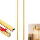 Zonon 2 Pack 30" Long Metal Cord Cover Self-Adhesive Brushed Lamp Cable Raceway Wire Hider for Wall Cable Home Office Kitchen(Gold)