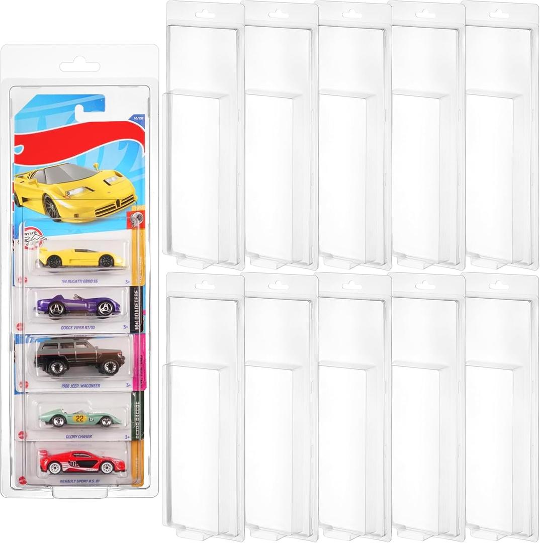 10 Pack 5 Separate Car Protector Case for Hot Wheels Mainline,Protector Packs Compatible with Hot Wheels Model,5 Car Clamshell Display Clamshell Cases Plastic Display Protective Case for Hot Wheel