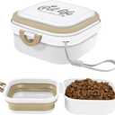 Collapsible Dog Water Bowl, Portable Dog Bowl for Traveling, 2-in-1 Pet Food and Water Feeder - Travel Dog Bowls with Lid for Walking, Traveling, Camping and Hiking (White)