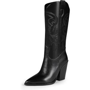 ISNOM Knee High Boots womens Western Boot, US 6