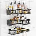 3 Pack Corner Shower Caddy Organizer, Rustproof Corner Shower Shelves, No Drilling Bathroom Corner Shelf with Hooks and Toothpaste Holder