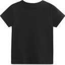 Baby Multicolor Short Sleeve T-Shirt Tee Summer Solid 100% Cotton Basic Clothes (Black) 3-4T