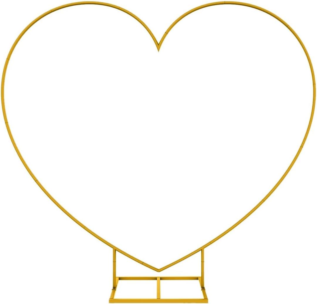 LANGXUN Large Size Metal Balloon Arch Kit, Wedding Heart Arch Stand, Love Balloon Column Arch Frame for Wedding, Bridal, Valentine's Day, Engagement and Birthday Party Supplies (Gold)