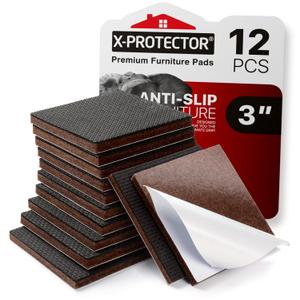 X-PROTECTOR Non Slip Furniture Pads  12 Premium Furniture Grippers 3"! Best SelfAdhesive Rubber Feet Furniture Feet  Ideal Non Skid Furniture Pad Floor Protectors  Keep Furniture in Place!